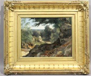 Vue Prise Dans La Vallee Du Nid De L'aigle A Fontainebleau by Jules Louis Phillipe Coignet