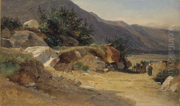 Paysage Rocheux Anime De Personnages Sur Un Chemin - view 1