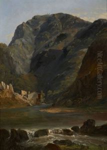 Vue D'un Lac Dans Un Paysage De Montagnes by Jules Louis Phillipe Coignet