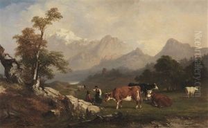 Alpenlandische Szene Mit Viehhirten