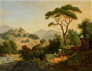 Vue D'italie (+ Vue Du Village De Papigno; Verso) by Jules Louis Phillipe Coignet