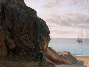 Vue Presumee De La Cote Amalfitaine Avec Un Voilier by Jules Louis Phillipe Coignet