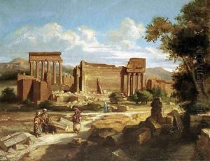 Le Repos Dans Les Ruines D'un Temple Grec by Jules Louis Phillipe Coignet
