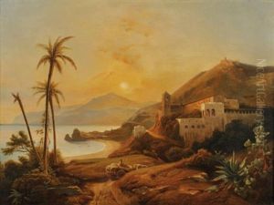 Vue De Taormina, Sicile by Jules Louis Phillipe Coignet