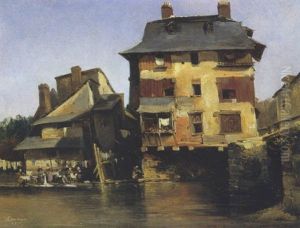 Les Lavandieres A Rennes by Jules Louis Phillipe Coignet