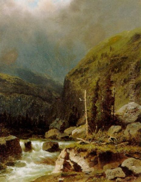 Fra En Bjergrig Egn Med Et Brusende Vandlob - view 1