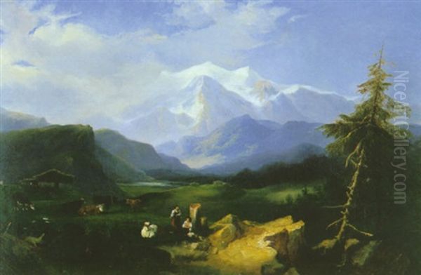Le Mont-blanc Vu Des Environs De Sallanches - view 1