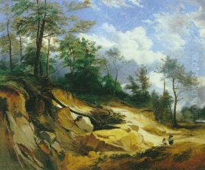 Les Ramasseurs De Fagots Dans Les Environs De Fontainebleu by Jules Louis Phillipe Coignet