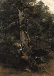 Foret A Fontainebleau by Jules Louis Phillipe Coignet