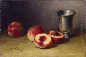Stillleben Mit Pfirsichen Und Pokal by Marie Coignet