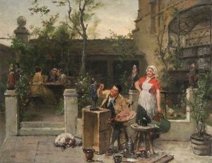 Scene Animee D'un Artiste Au Travail Sur Une Terrasse