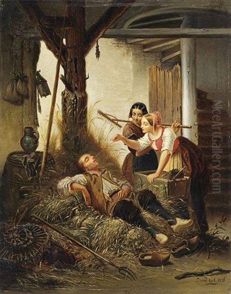 Schlafender Hirte Und Zwei Junge Magde - view 1