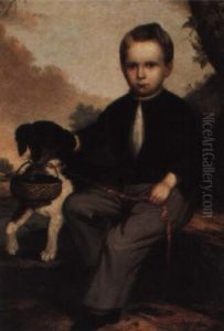 The Berry Pickers: Portrait Of A Young Boy And His Dog by Charles Octavius Cole