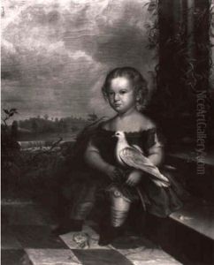 Young Girl Holding A Dove by Charles Octavius Cole