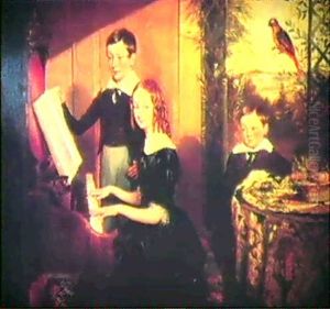 Children At The Piano by Charles Octavius Cole