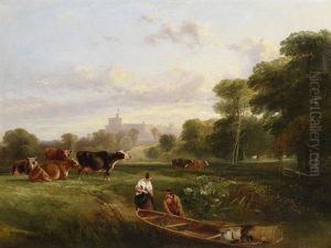The Banks Of The Thames, Windsor Castle In The Distance by George Cole