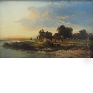 Harvesting Near Boston, Lincolnshire, England by George Cole