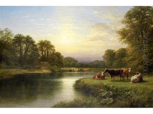 Cattle On A Riverbank - view 1