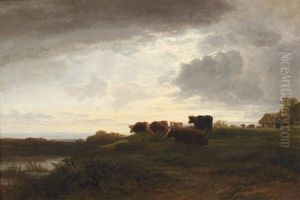 Cattle At The Water's Edge At Dusk