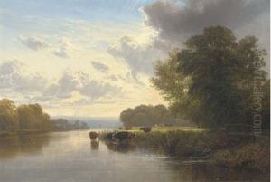Cattle Watering On The Thames by George Cole