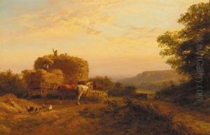 Harvesting At Sunset by George Cole