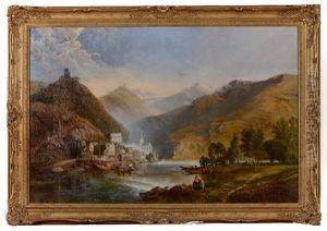 A Continental Mountainous Lakeside With Figures