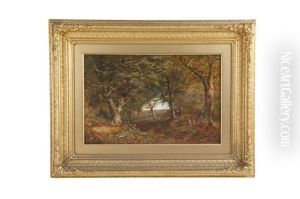 Figures On A Path In An Extensive Wooded Landscape Figures On A Path In An Extensive Wooded Landscape