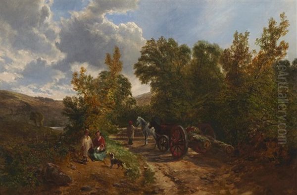 Figures And Wagons On A Road - view 1