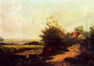 Engelskt Landskap Med Faraherde Och Hus by George Vicat Cole