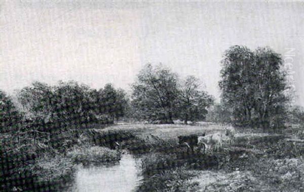 River Landscape With Cattle - view 1