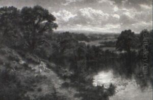 Shepherd In A Surrey Landscape by George Vicat Cole