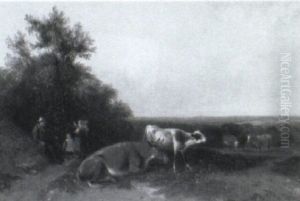 Travellers In A Rural Landscape by George Vicat Cole
