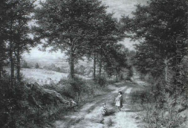 Children On A Country Track At Harvest-time - view 1