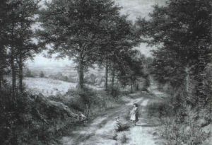 Children On A Country Track At Harvest-time by George Vicat Cole