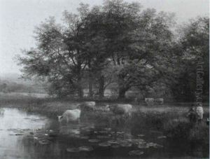 Cattle And Figures In A River Landscape Cattle And Figures In A River Landscape