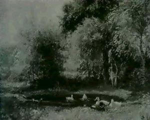 A Woodland Pond With Ducks