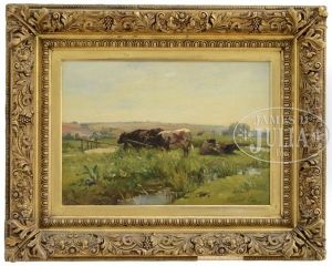 Pastoral Landscape With Cows by Joseph Foxcroft Cole
