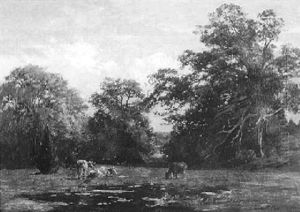 Landscape With Cattle By A Stream by Joseph Foxcroft Cole