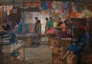 Berwick Street Market, Soho by Reginald Rex Vicat Cole