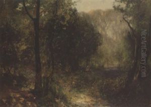 A Young Girl In A Bluebell Wood by Reginald Rex Vicat Cole