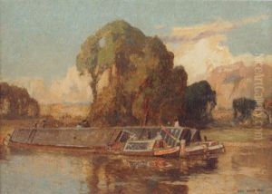 Canal Barges by Reginald Rex Vicat Cole
