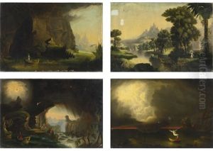 Youth, Childhood, Manhood And Old Age (4 Works From The Voyage Of Life) by Thomas Cole
