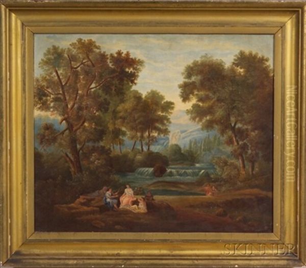 Allegorical Painting With Figures In A Landscape - view 1