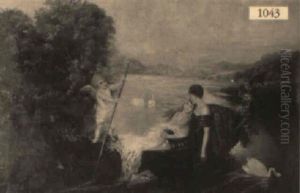 Man And Woman Reclining In A Gondola With Cupid by Thomas Cole