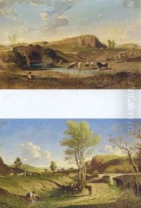 Buffaloes Watering In The Roman Campagna by Charles Coleman