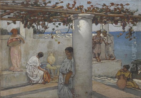 Roman Maidens On A Terrace - view 1