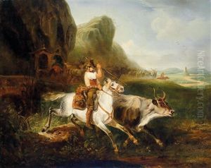Herdsmen In The Roman Campagna by Enrico Coleman
