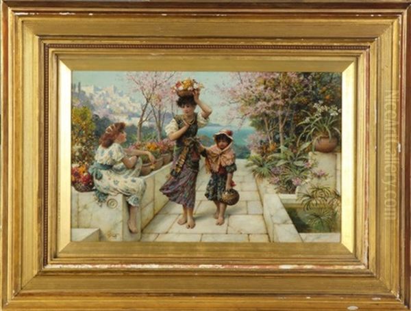 Woman And Children With Mediterranean Beyond - view 1