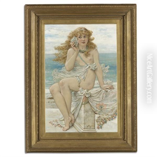 Nymph With A Conch Shell - view 1