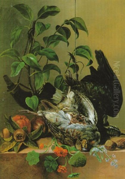 Nature Morte Aux Perdreau Gris Et Vanneau Sur Un Entablement De Marbre - view 1